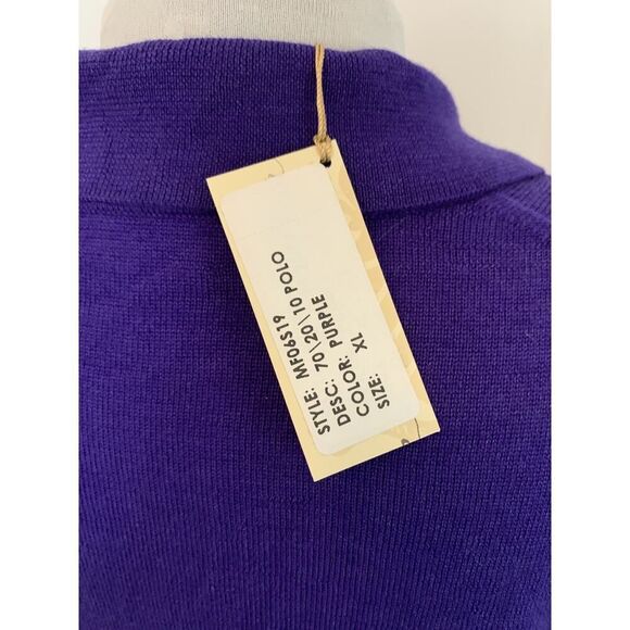 Peter Millar VTG Purple Silk Wool Cashmere Polo Sweater XL NWT Collar Button - Picture 9 of 14